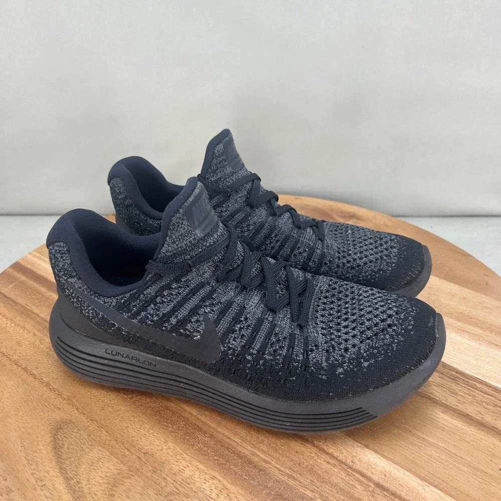 Nike LunarEpic Low Flyknit 2 Black Dark Grey Running Shoes 863780-004 Mens 7.5